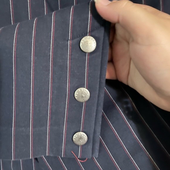 Rag & Bone Womens Size 4 Simone Pants Pinstripe Snap-cuff Blue High Rise Cropped - Picture 2 of 4